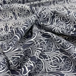 Cotton Canvas - Art Noveau - Navy/White