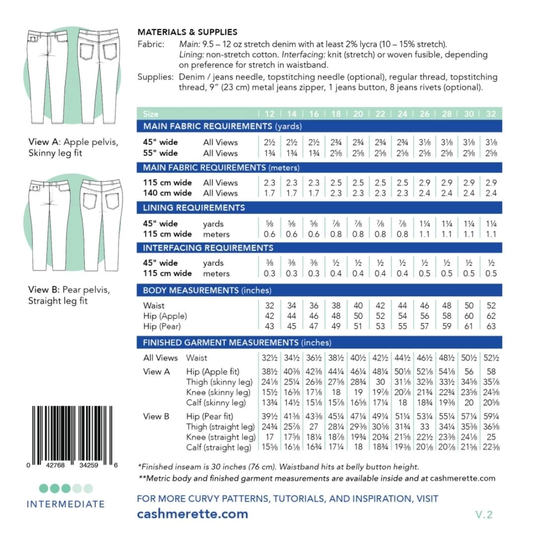 Cashmerette - Ames Jeans Sewing Pattern (Sizes 12-32) 4 Cashmerette - Ames Jeans Sewing Pattern (Sizes 12-32) - Image 2