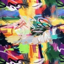 French Terry - Art School -Croft Mill art school multicoloured artwork squiggle fabric print