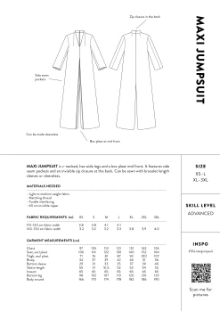 The Assembly Line - Maxi Jumpsuit Pattern (Sizes XS-3XL) -Croft Mill assembly line maxi jumpsuit sizechart gallery