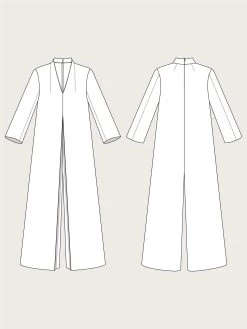 The Assembly Line - Maxi Jumpsuit Pattern (Sizes XS-3XL) -Croft Mill assembly line maxi jumpsuit sketch