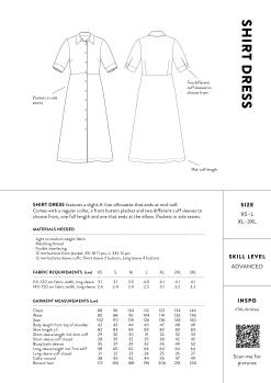 The Assembly Line - Shirt Dress Pattern (Sizes XS-3XL) 16 The Assembly Line - Shirt Dress Pattern (Sizes XS-3XL) -Croft Mill assembly line shirt dress size chart