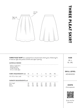 The Assembly Line - Three Pleat Skirt Pattern (Sizes XS-3XL) -Croft Mill assembly line three pleat skirt size chart gallery