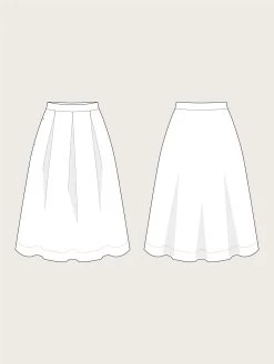 The Assembly Line - Three Pleat Skirt Pattern (Sizes XS-3XL) -Croft Mill assembly line three pleat skirt sketch