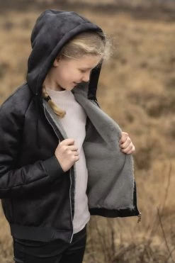 Aviator - Gunmetal -Croft Mill aviator gunmetal polyester jacket fabric example