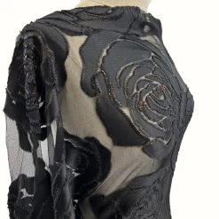 Bare Rose 7 Bare Rose -Croft Mill bare rose floral black embroided lace net velvet copper highlights dressmaking side