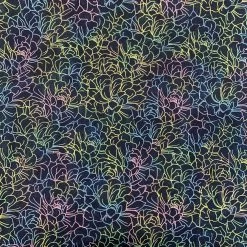 Batik - Multi A -Croft Mill batik fabric floral black multi a full print