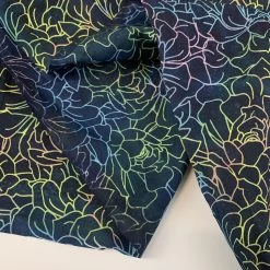 Batik - Multi A -Croft Mill batik fabric floral black multi a reverse folds