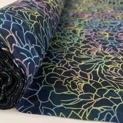 Batik - Multi A -Croft Mill batik fabric floral black multi a roll