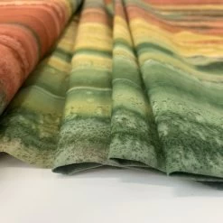 Batik - Green C 13 Batik - Green C -Croft Mill batik fabric sunset green c side fold