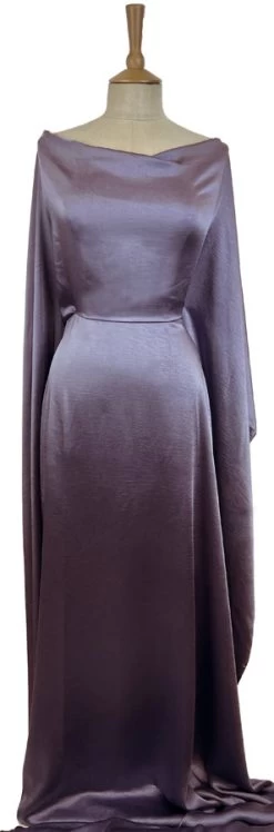 Bella Satin Stretch - Lavender -Croft Mill bella satin stretch lavender polyester elastane smooth dressmaking fabric mannequin