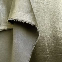 Bella Satin Stretch - Olive -Croft Mill bella satin stretch olive polyester elastane smooth dressmaking fabric drape