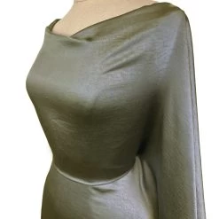 Croft Mill -Croft Mill bella satin stretch olive polyester elastane smooth dressmaking fabric side