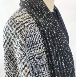 Big Tweed -Croft Mill big tweed black white checked coating jacketing wool fabric close up fabric photo