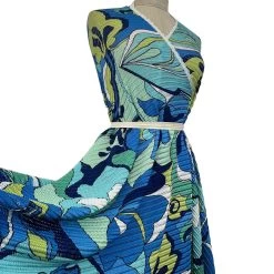 Bikini Breeze - Blue -Croft Mill bikini breeze blue open knit pucci ribbed polyester jersey fabric