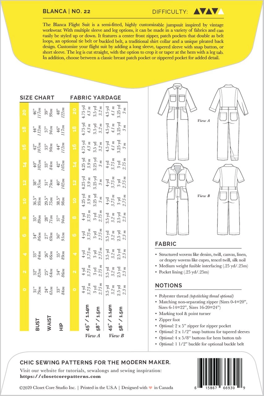 Closet Core Patterns - Blanca Flight Suit Pattern (Sizes 0-20) 4 Closet Core Patterns - Blanca Flight Suit Pattern (Sizes 0-20) - Image 2