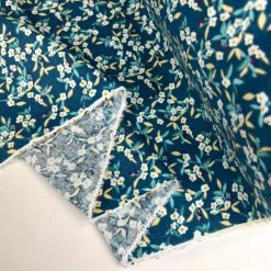 Croft Mill -Croft Mill brushed cotton fabric autumnal equinox molti flori teal fold