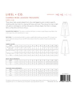 Liesl + Co - Cannes Wide-Legged Trousers Pattern (Sizes 0-20) -Croft Mill cannes wide legged trousers pattern liesl and co back
