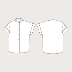 The Assembly Line - Cap Sleeve Shirt Pattern (XS-3XL) -Croft Mill cap sleeve shirt sewing pattern the assembly line sketch