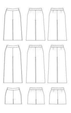 Cashmerette - Calder Pants & Shorts Pattern (Sizes 12-32) -Croft Mill cashmerette calder pants and shorts sewing pattern sketch
