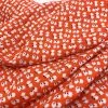 Challis - Flame Red Leaf -Croft Mill challis flame red leaf viscose printed lightweight dress fabric orange fold