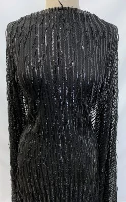 Charleston -Croft Mill charleston black sequin knitted stretch fabric m4