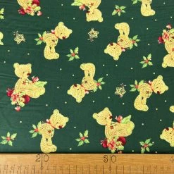 CC - Festive Ted Green -Croft Mill christmas cotton fabric craft shirting cc festive ted green ruler