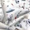 CJ - Space Robots -Croft Mill cj space robots white space robots cotton dress fabric fold