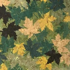 Cork - Jack - Green -Croft Mill cork jack green craft fabric metallic floral autumn leaf close up