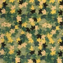 Cork - Jack - Green -Croft Mill cork jack green craft fabric metallic floral autumn leaf pattern