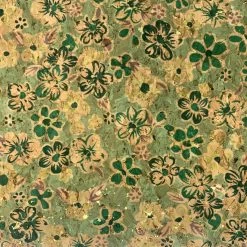 Cork - Maddison - Green -Croft Mill cork maddison green craft fabric metallic floral close up