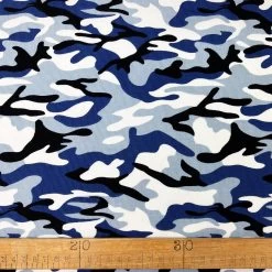 Camo Cord - Blue -Croft Mill cotton camouflage needlecorddress fabric camo cord blue ruler