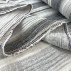 Double Gauze Stripe - Pebble -Croft Mill cotton muslin double gauze stripe dress fabric pebble fold