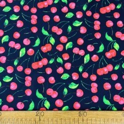 Poplin Styles - Cherry Pop -Croft Mill cotton poplin fabric styles navy painted cherry pop ruler
