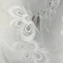 Chloe -Croft Mill cream embroidered polyester dress fabric not too delicate 3