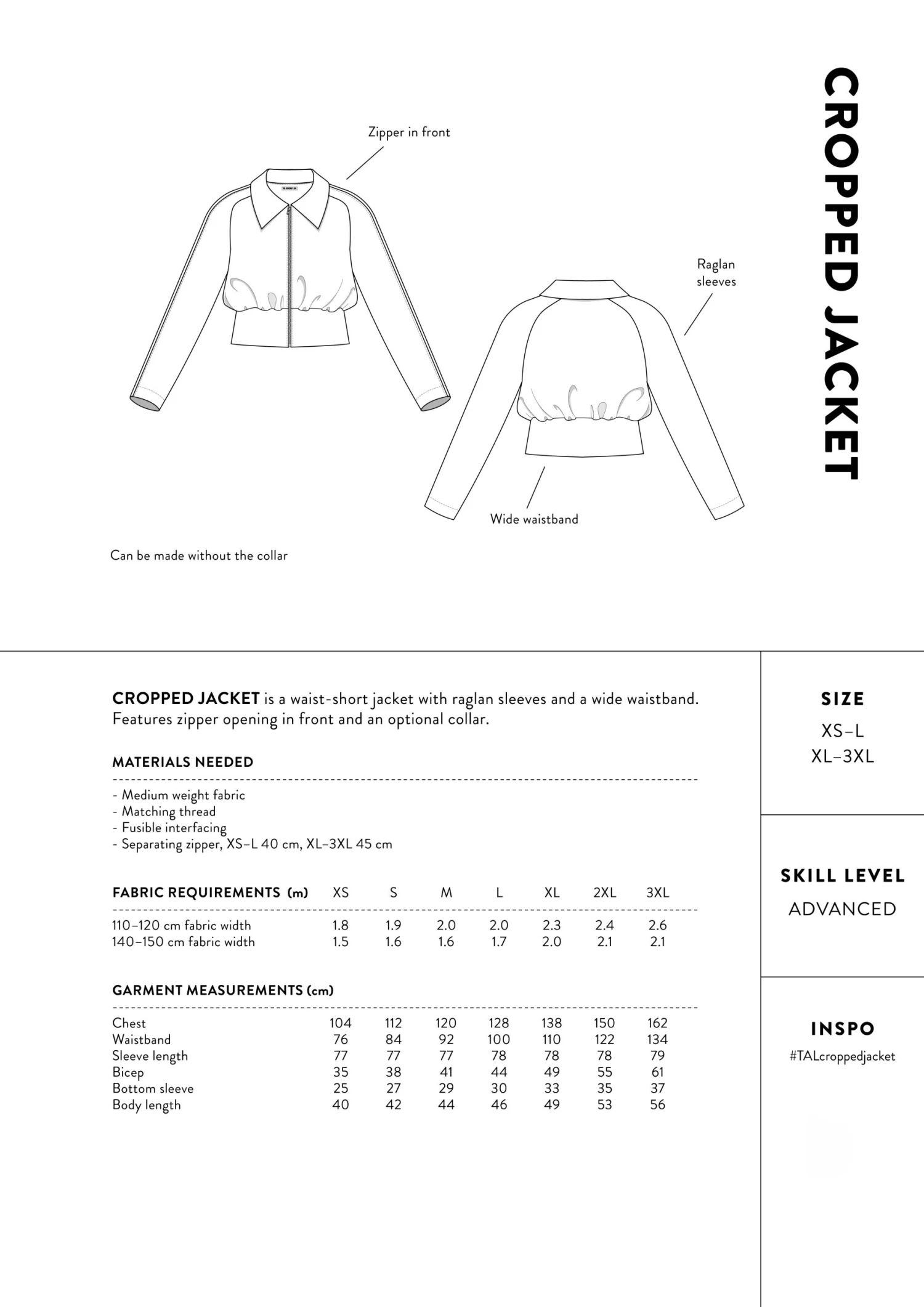 The Assembly Line - Cropped Jacket Pattern (XS-3XL) 4 The Assembly Line - Cropped Jacket Pattern (XS-3XL) - Image 2