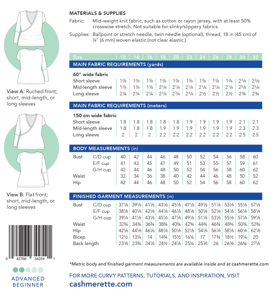 Cashmerette - Dartmouth Top Sewing Pattern (Sizes 12-32) 4 Cashmerette - Dartmouth Top Sewing Pattern (Sizes 12-32) - Image 2