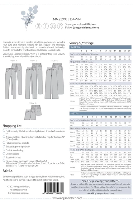 Megan Nielsen - Dawn Jeans 4 In 1 Pattern (Sizes 0-20) 4 Megan Nielsen - Dawn Jeans 4 In 1 Pattern (Sizes 0-20) - Image 2