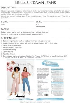 Megan Nielsen - Dawn Jeans 4 In 1 Pattern (Sizes 0-20) 35 Megan Nielsen - Dawn Jeans 4 In 1 Pattern (Sizes 0-20) -Croft Mill dawn jeans pattern megan nielsen info