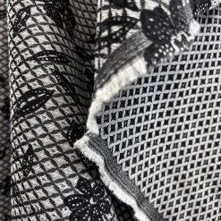 Diamond In The Rough -Croft Mill diamond in the rough black floral stretch dressmaking fabric mannequin drape