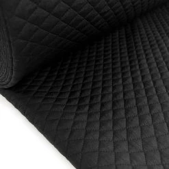 Diamond Stitch 7 Diamond Stitch -Croft Mill diamond stitch quilted polyester black knitted jersey fabric roll
