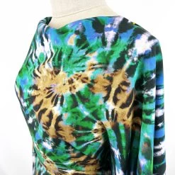 Festival - Download - Green -Croft Mill digital viscose dress fabric tie dye festival download green side