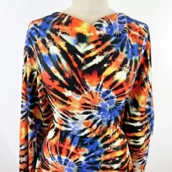 Festival - Download - Orange -Croft Mill digital viscose dress fabric tie dye festival download orange chest