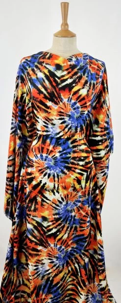 Festival - Download - Orange -Croft Mill digital viscose dress fabric tie dye festival download orange dress