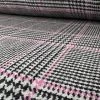 Big Bluff - Pink -Croft Mill dogtooth tartan black white pink wool fabric cu