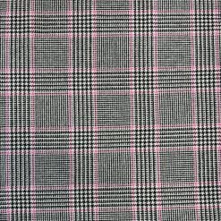 Big Bluff - Pink -Croft Mill dogtooth tartan black white pink wool fabric print