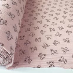 Double Gauze - Elephants Pink -Croft Mill double gauze elephants pink roll