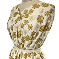 Embroidered Lawn -Croft Mill embroidered lawn gold white floral polyester cotton dress fabric side