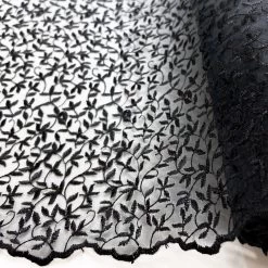 Embroidered Organza - Black -Croft Mill embroidered organza lace dress craft fabric black roll