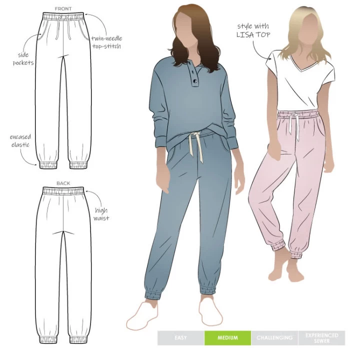 Style Arc - Ernie Knit Pant Sewing Pattern (UK 4-16) 3 Style Arc - Ernie Knit Pant Sewing Pattern (UK 4-16)